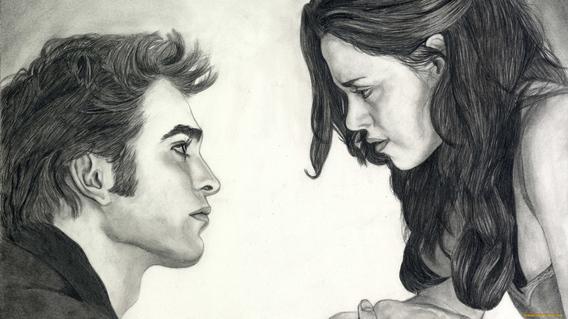 рисованные, люди, эдвард, белла, сумерки