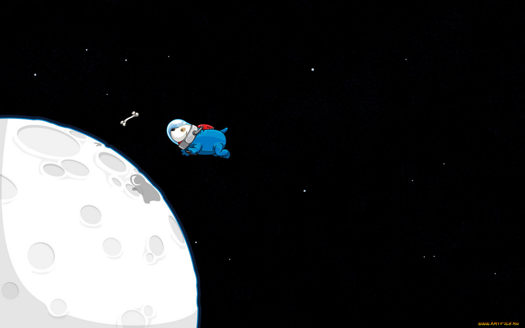 космический, пес, рисованные, животные, собаки, космонавт, планета, космос, скафандр, собака, кость