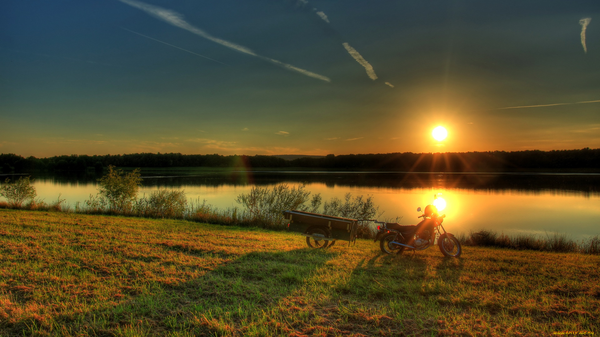 германия, гессен, природа, восходы, закаты, река, закат