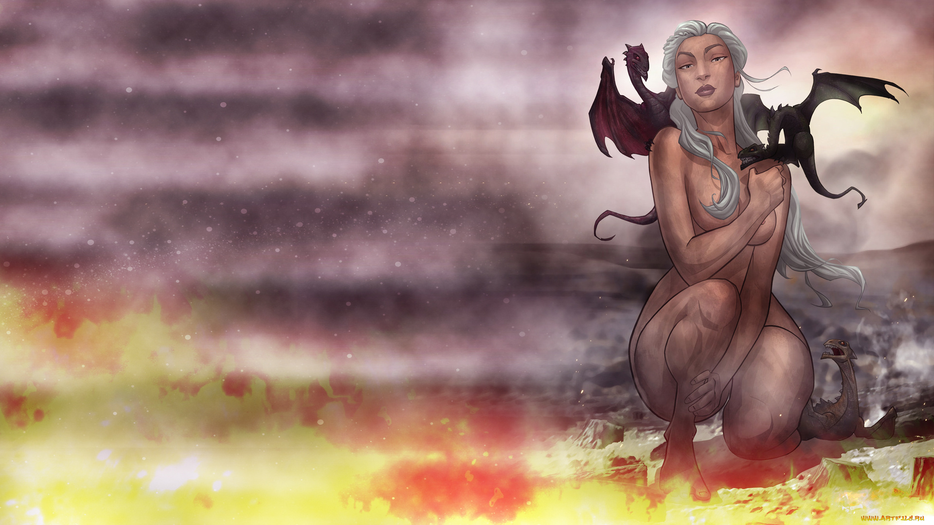 игра, престолов, фэнтези, девушки, девушка, game, of, thrones, драконы, огонь