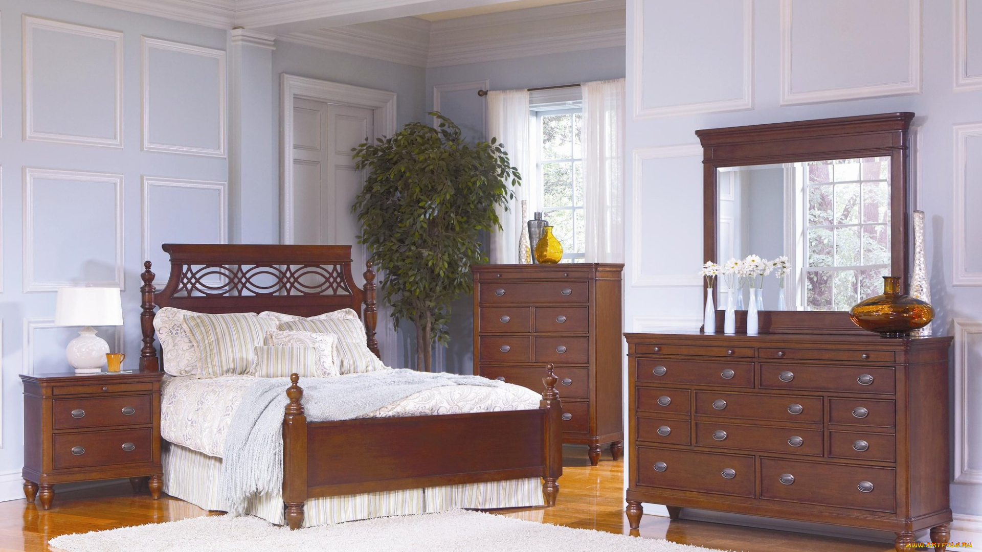 интерьер, спальня, ровать, подушки