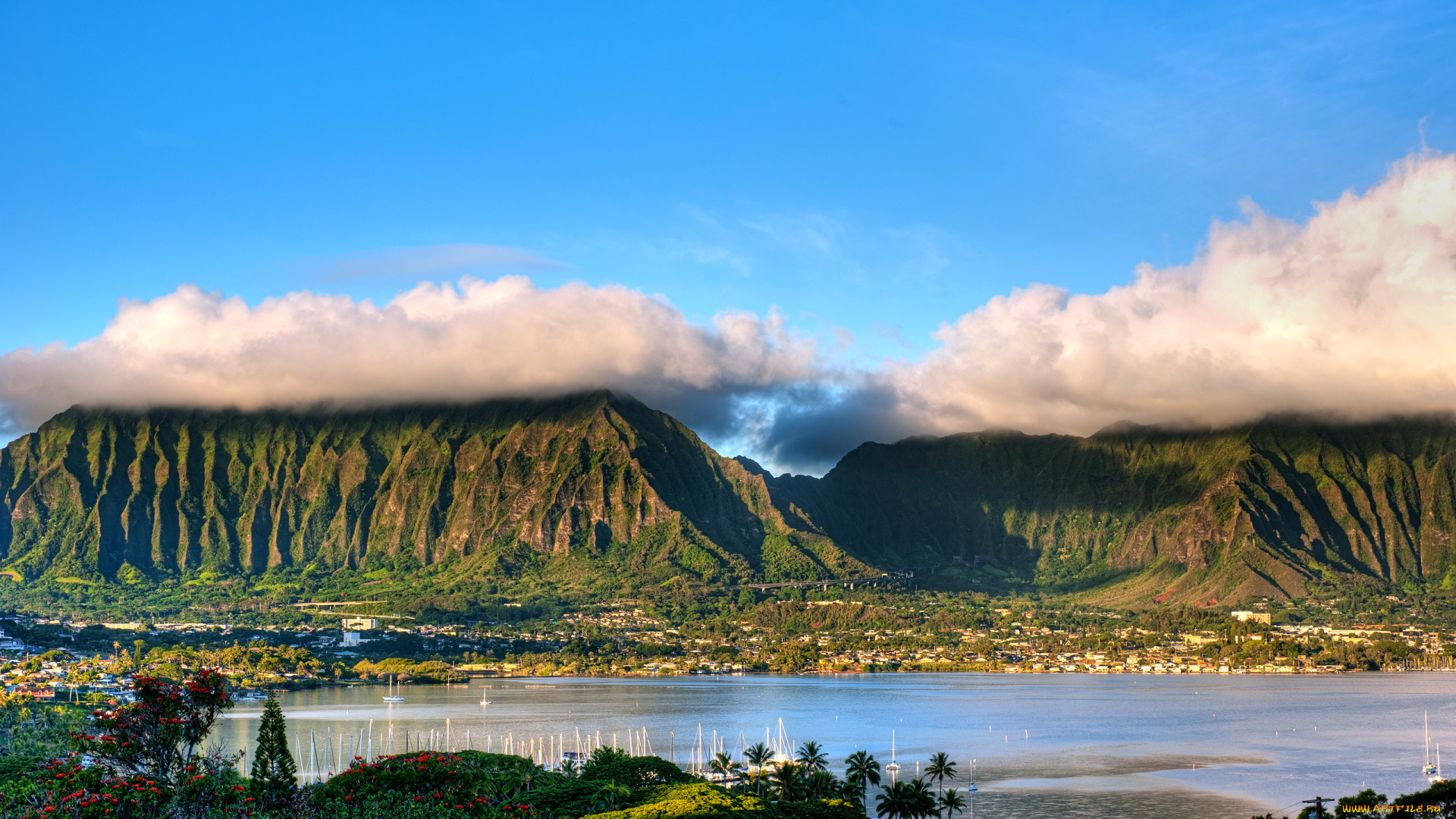 koolau, гавайи, природа, пейзажи, река, горы