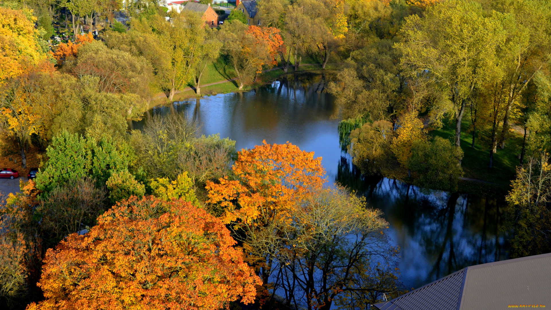 литва, клайпедский, уезд, кретинга, природа, реки, озера, осень, деревья, река