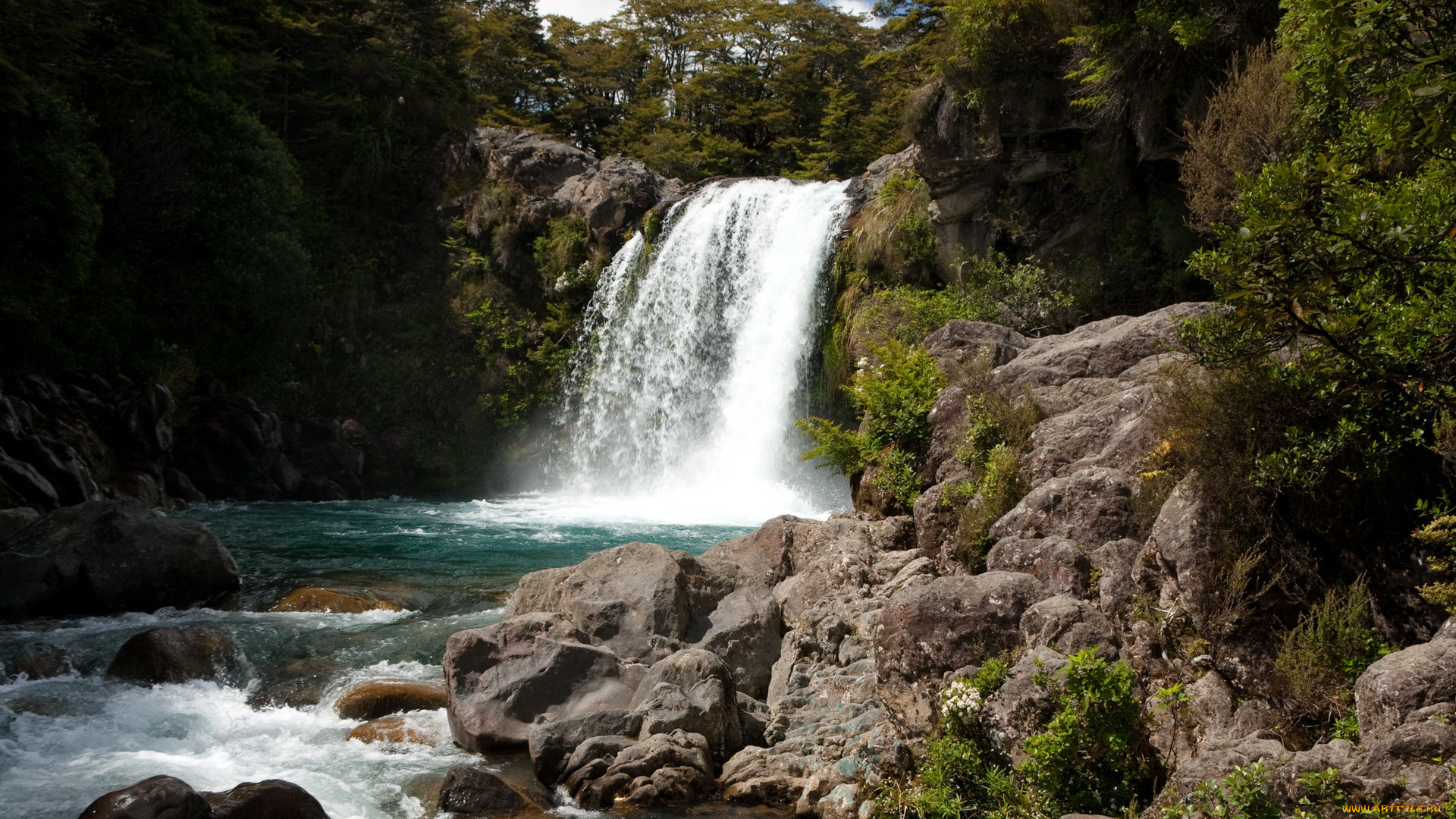 new, zealand, природа, водопады, водопад