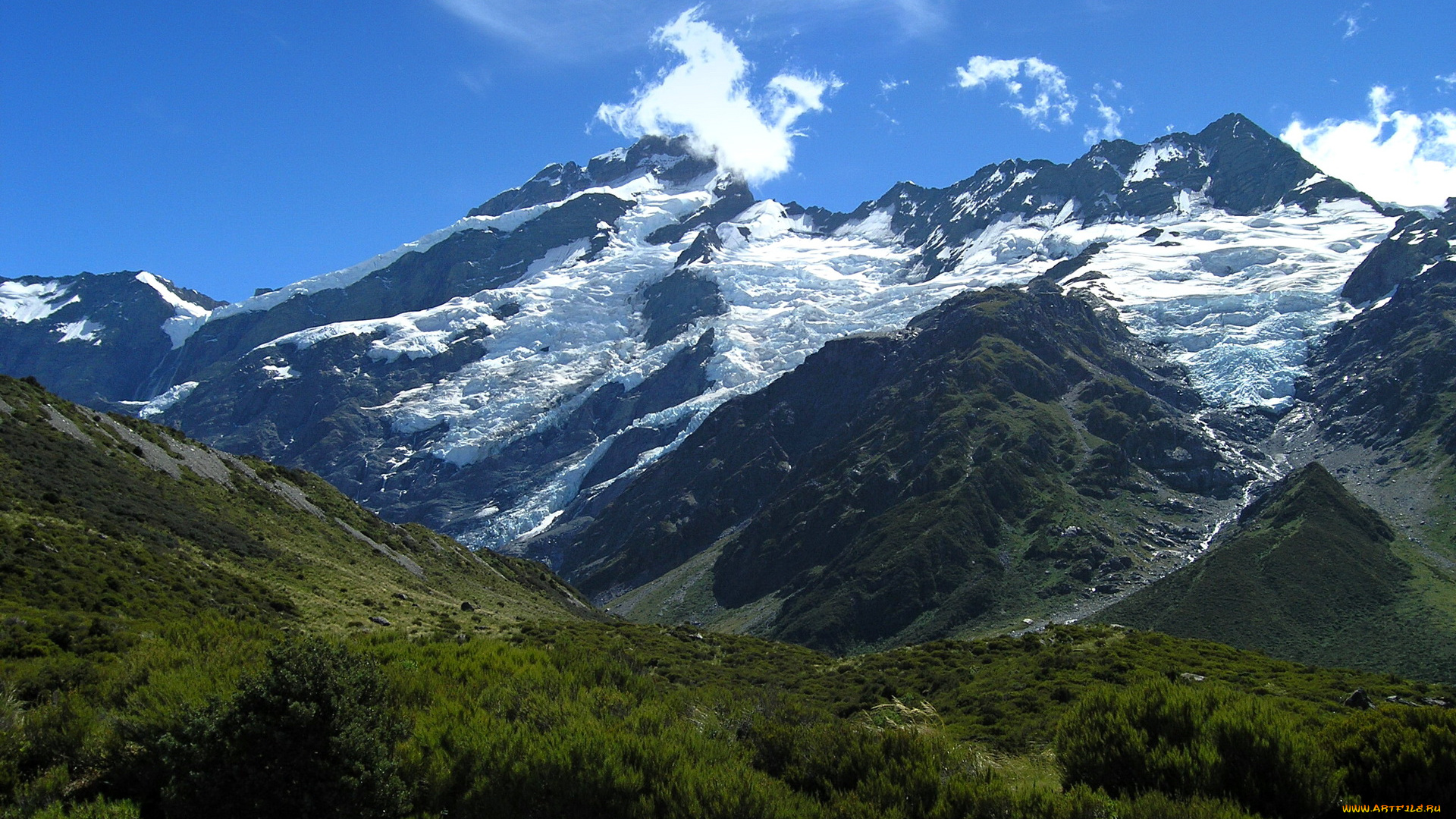 новая, зеландия, кентербери, маунт, кук, нешнел, парк, природа, горы, растения