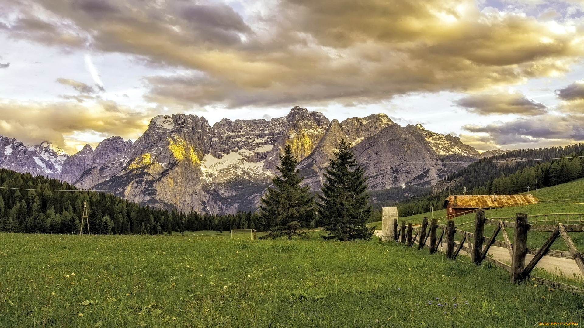 природа, горы, лес, трава, изгорродь