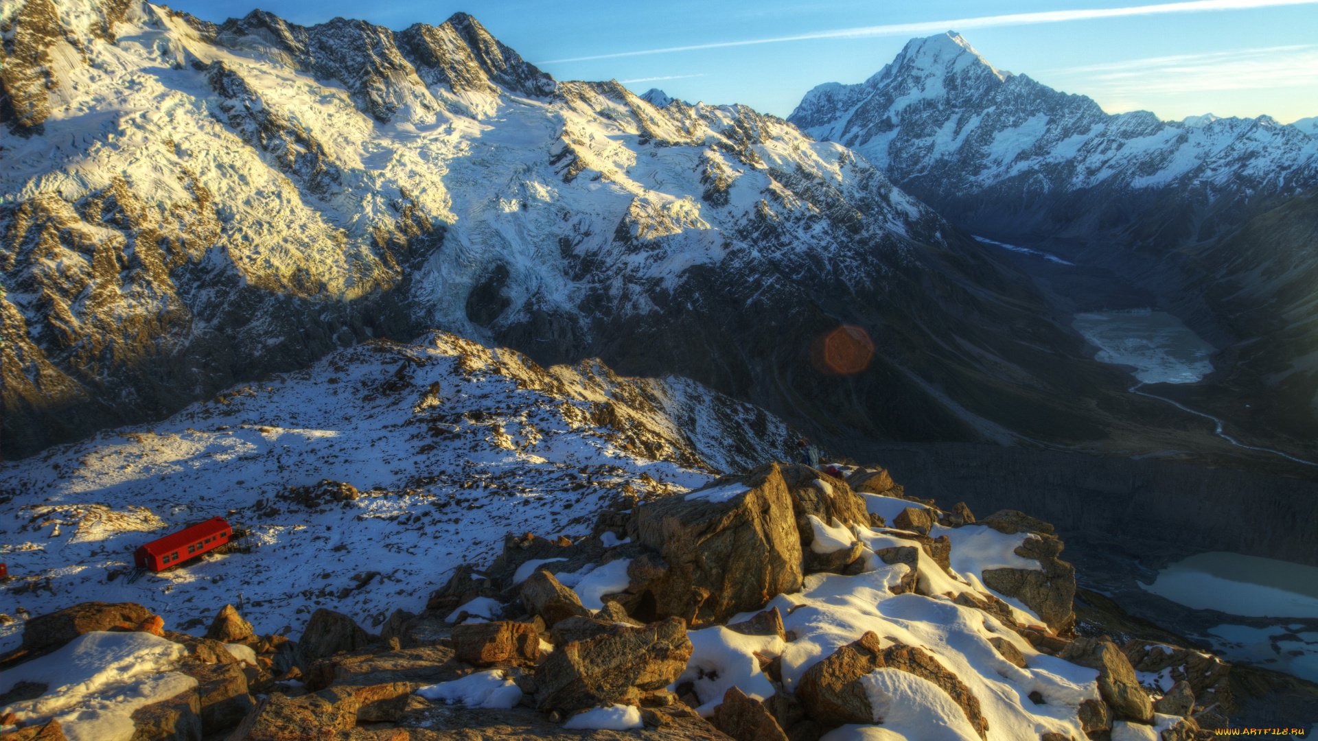 природа, горы, палатка, ущелье, снега