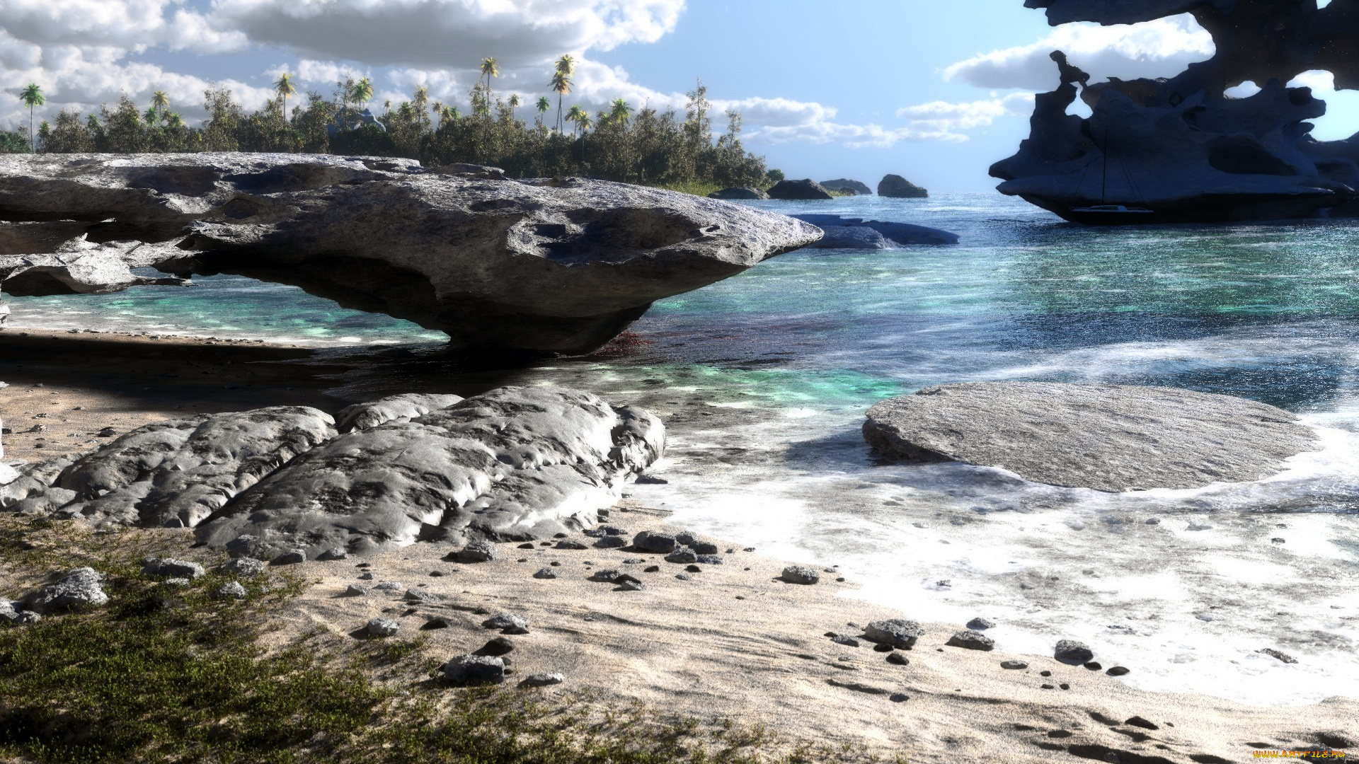 природа, побережье, море, камни