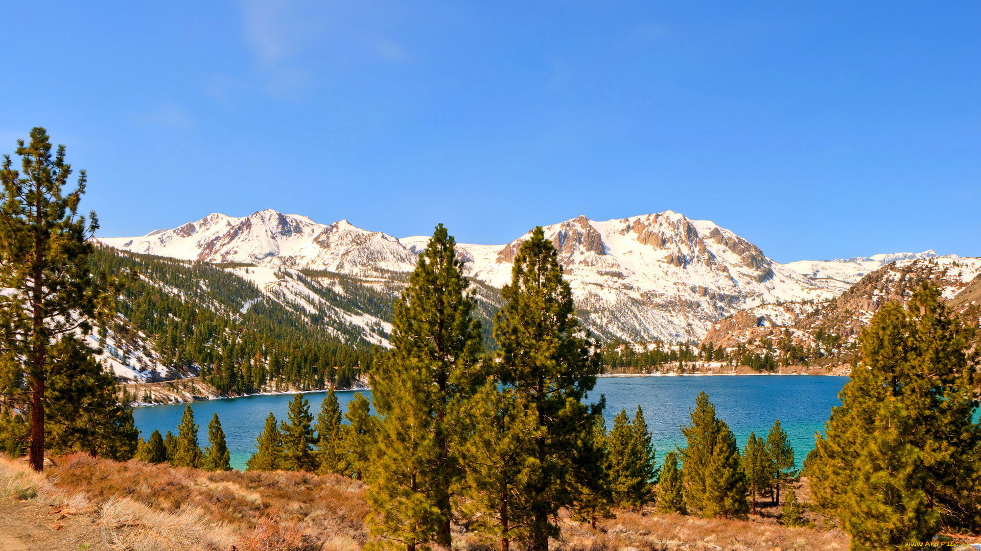 природа, реки, озера, деревья, горы, озеро