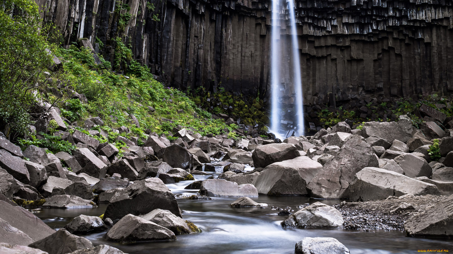 природа, водопады, зелень, вода, камни, водопад, скалы