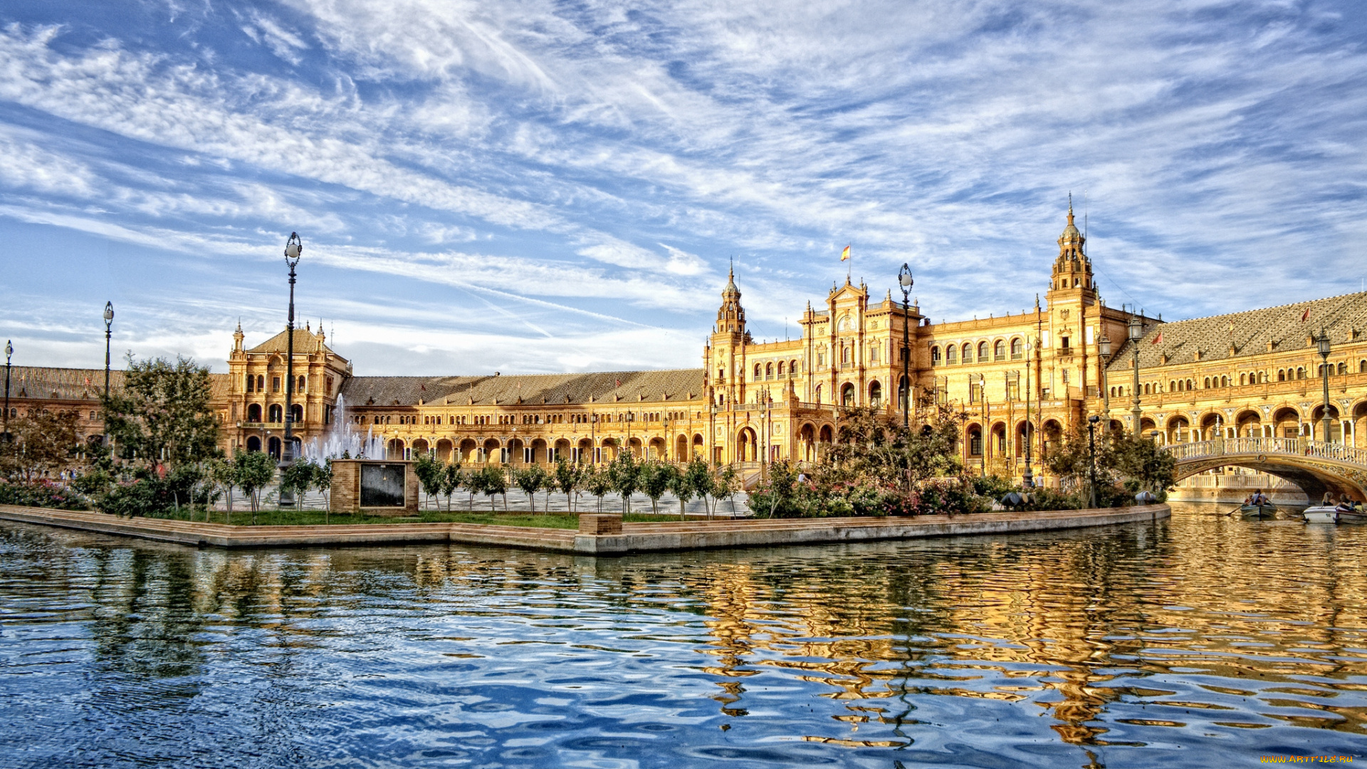 севилья, испания, города, вода, дворец