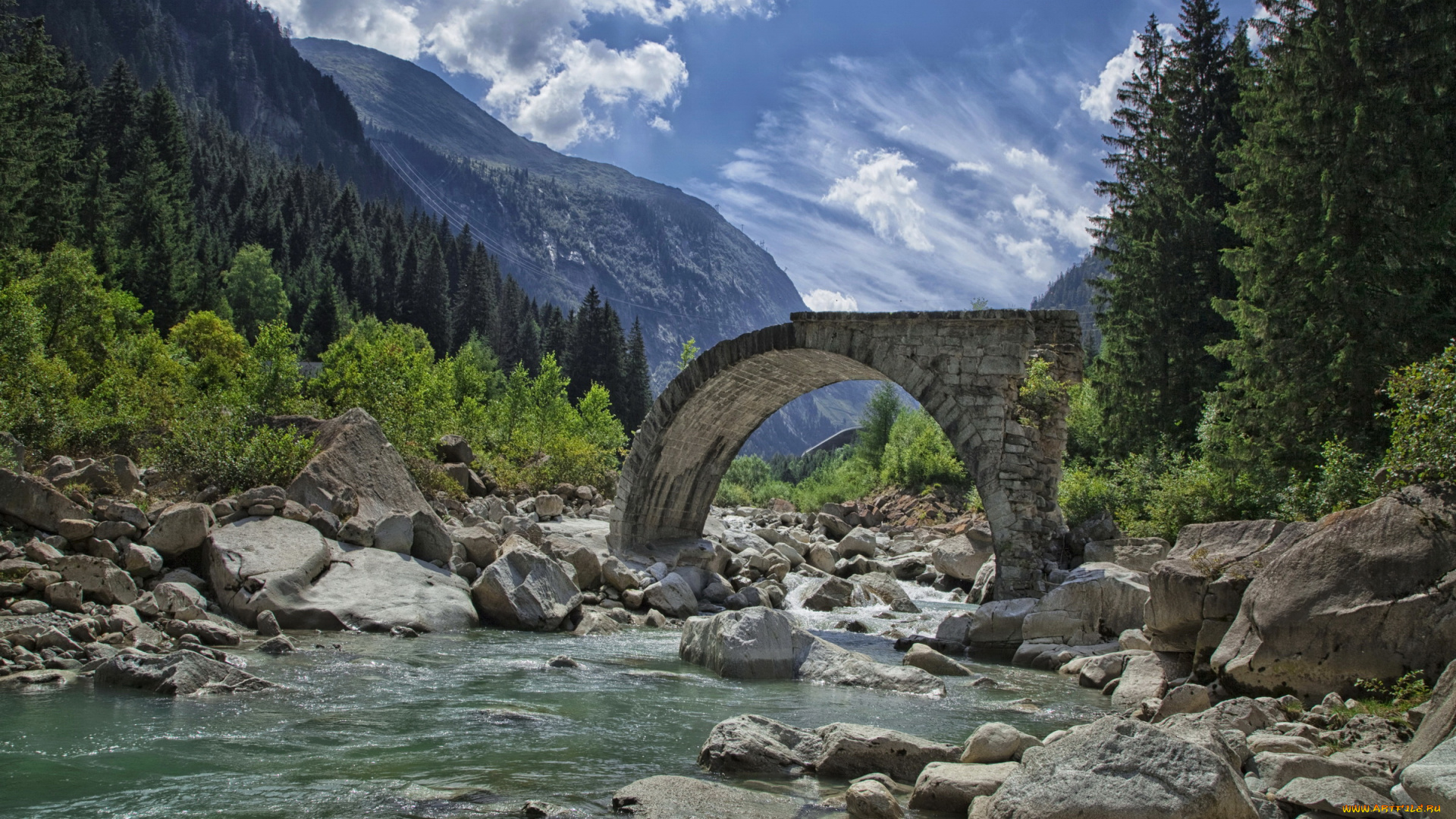 швейцария, ури, вассен, природа, реки, озера, река, мост, горы