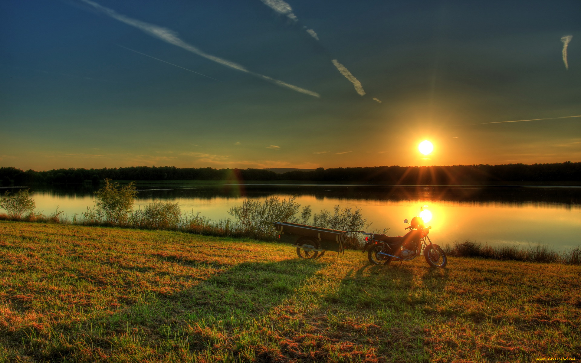 германия, гессен, природа, восходы, закаты, река, закат