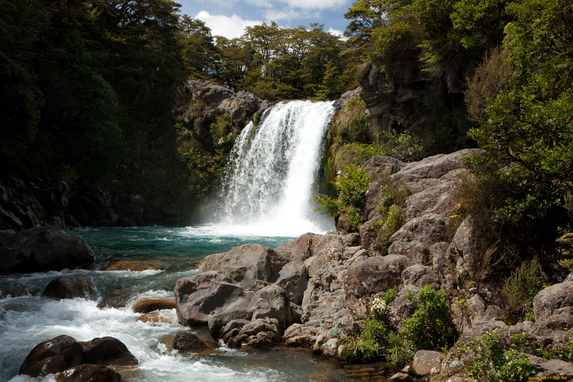 new, zealand, природа, водопады, водопад