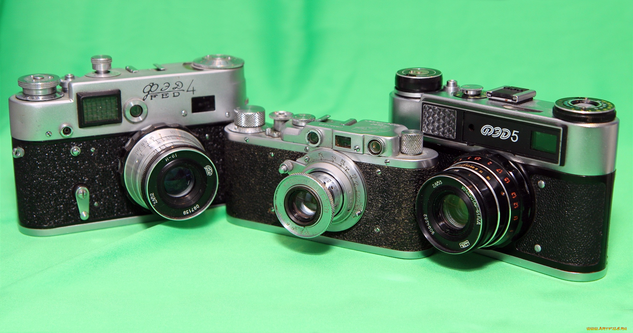 бренды, fed, фотоаппараты, фон, зелЁный, раритет, объективы, корпус, фед