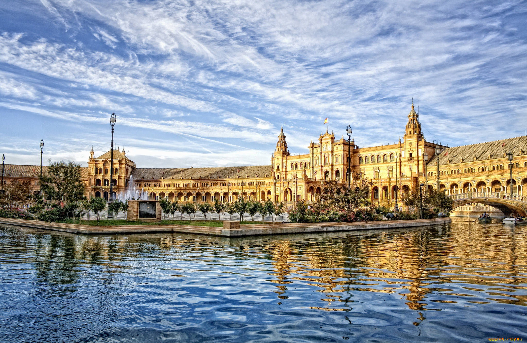 севилья, испания, города, вода, дворец