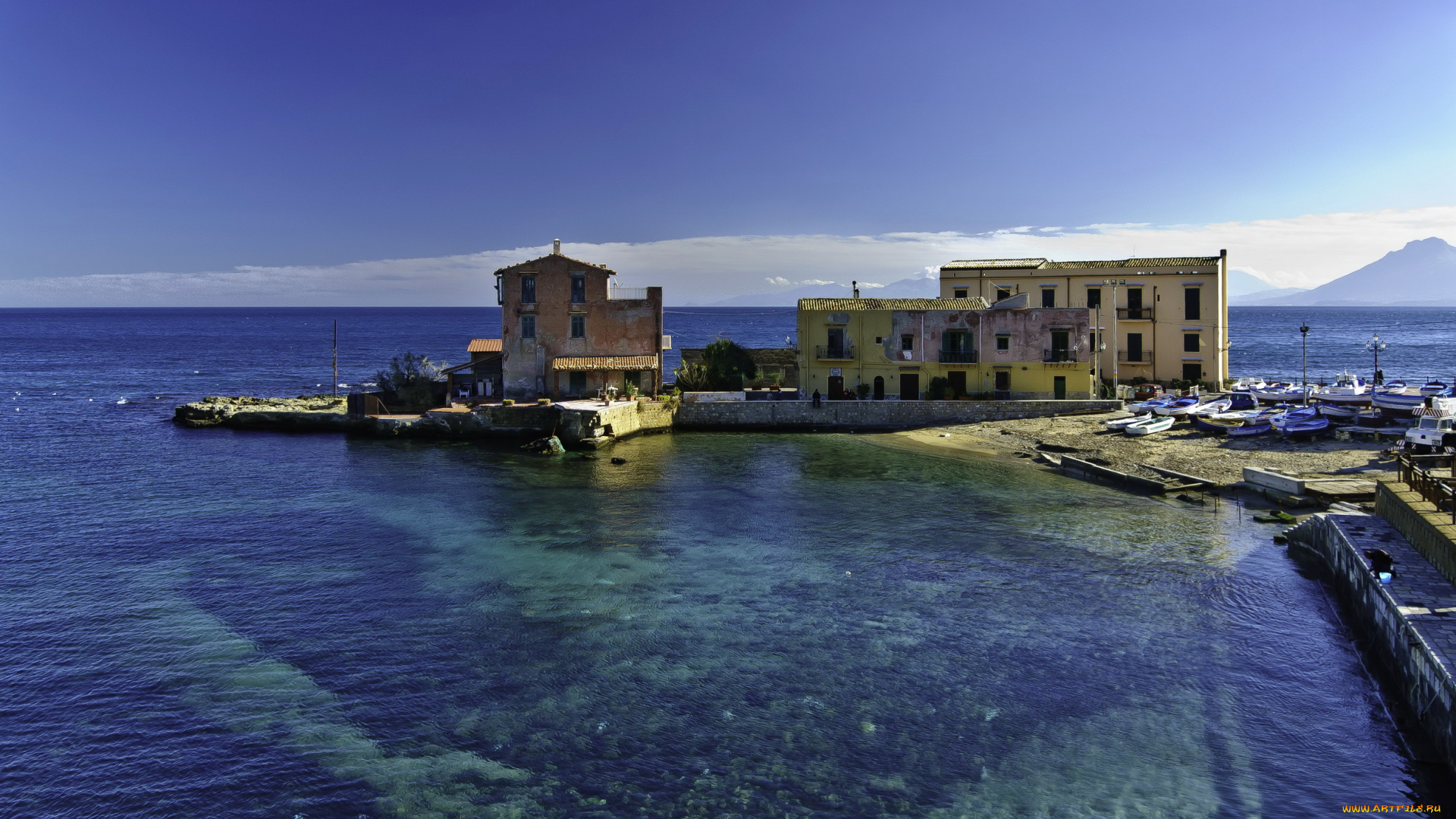 италия, сицилия, санта, флавия, города, амальфийское, лигурийское, побережье, дома, море