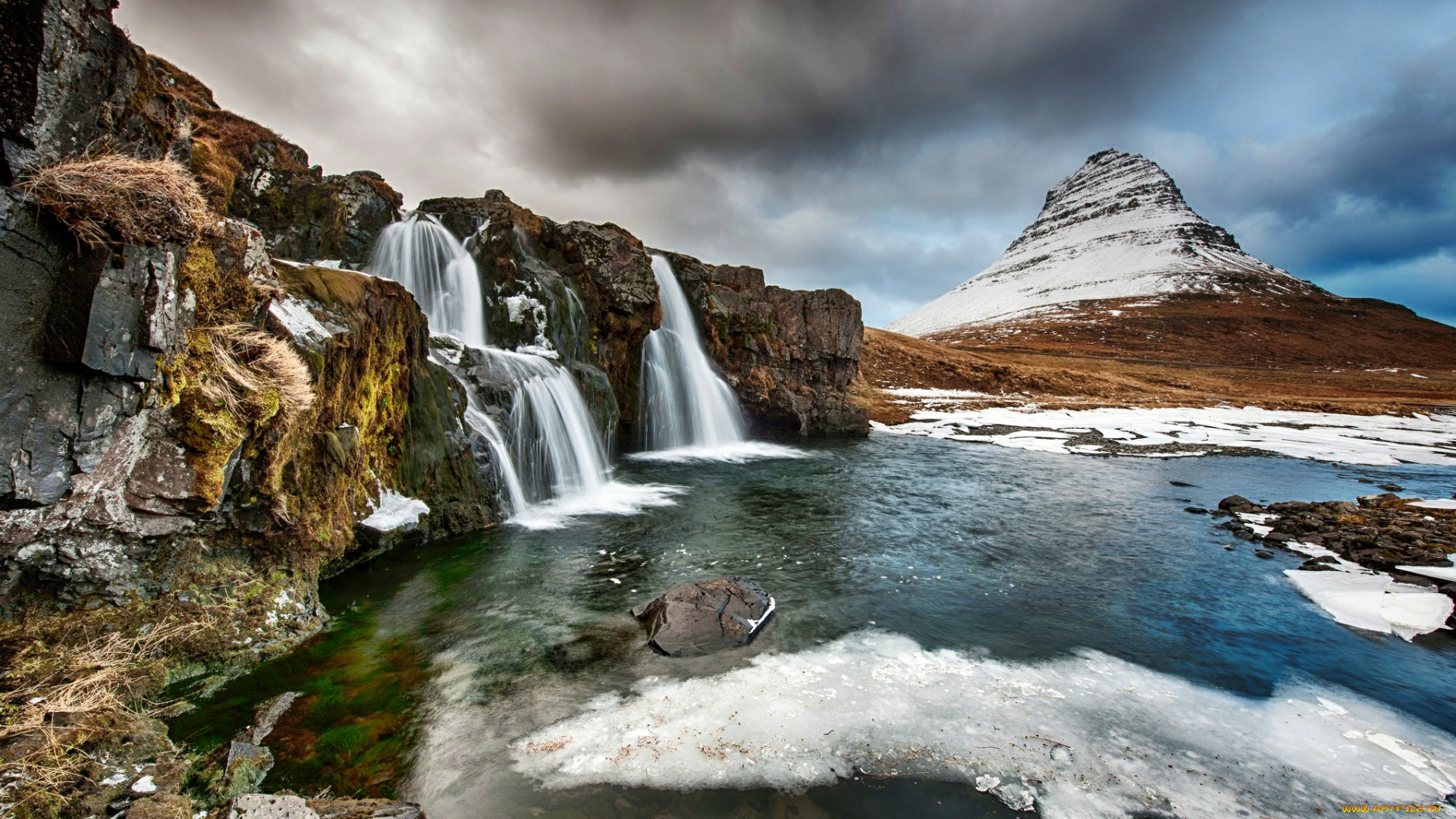 природа, водопады, горы, скалы, камни, обрыв, река, водопад
