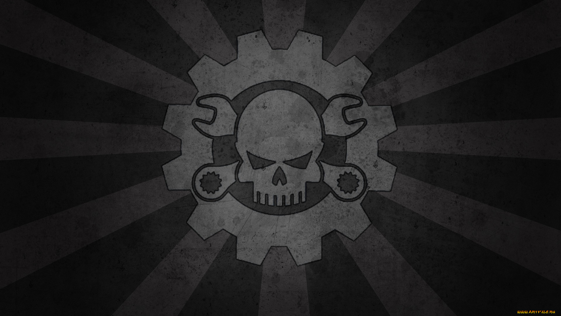 рисованные, минимализм, череп, лучи, ключи, шестерня