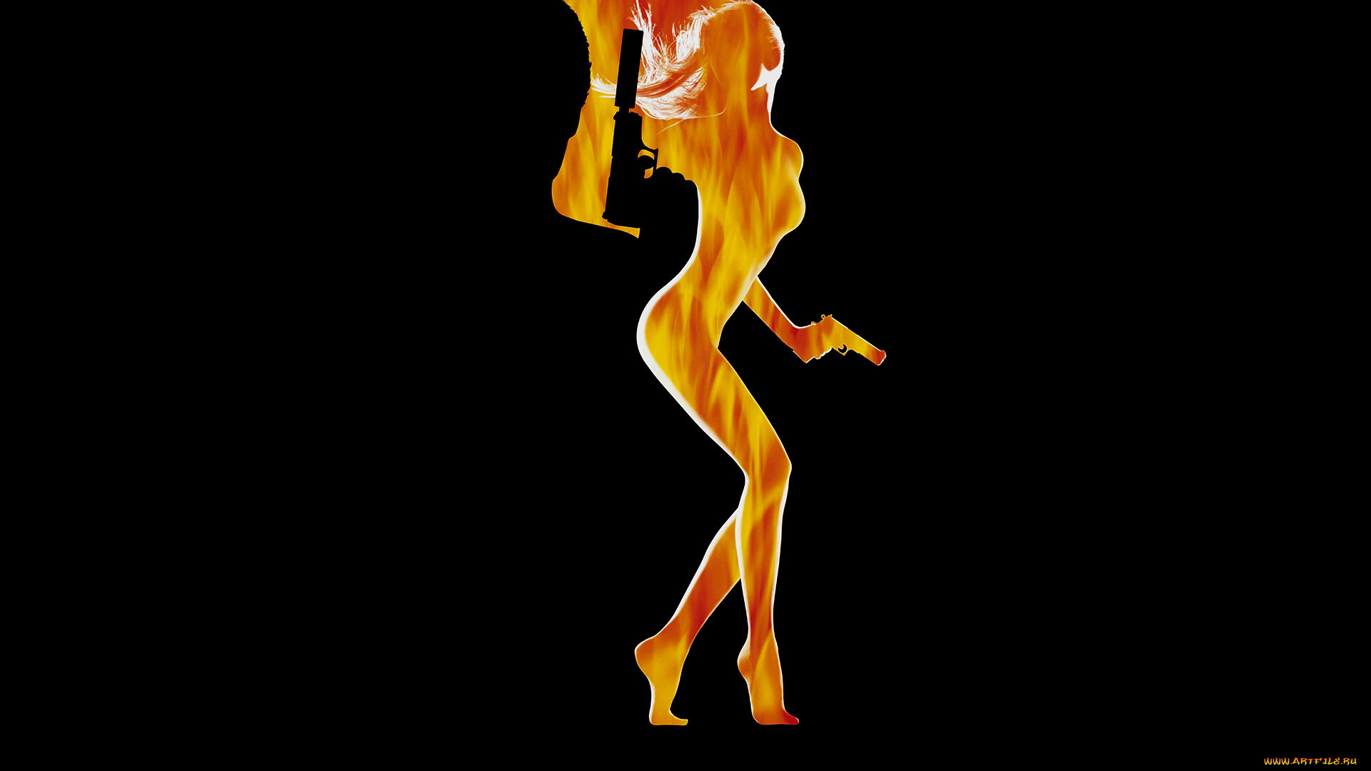 рисованные, минимализм, девушка, мужчина, фон, оружие