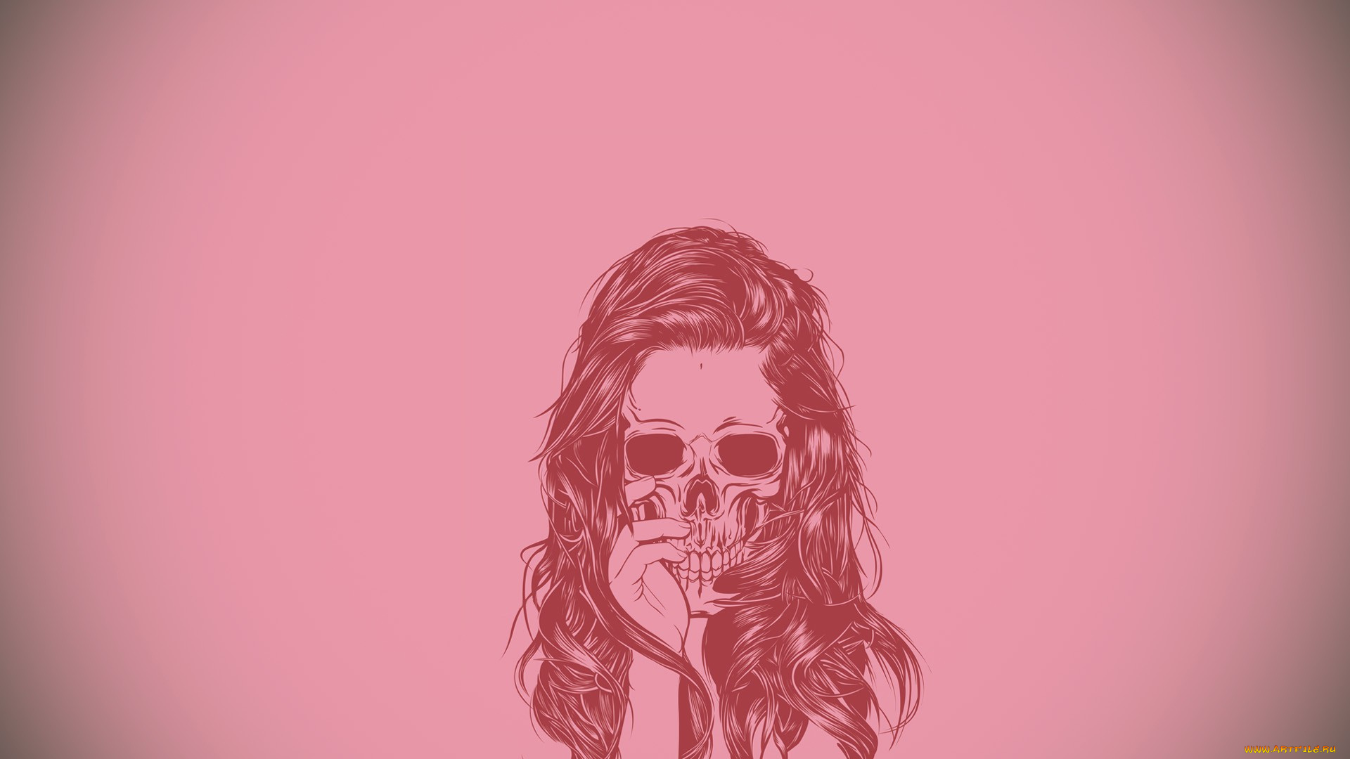 рисованные, минимализм, очки, волосы, рука, череп