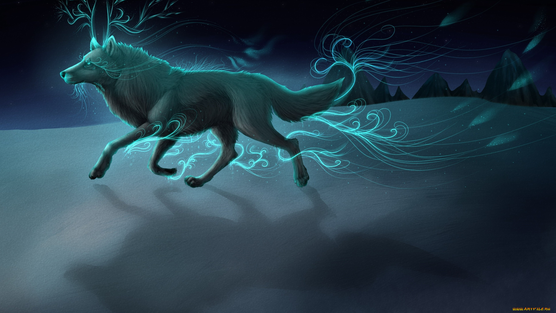 рисованные, животные, сказочные, мифические, волк