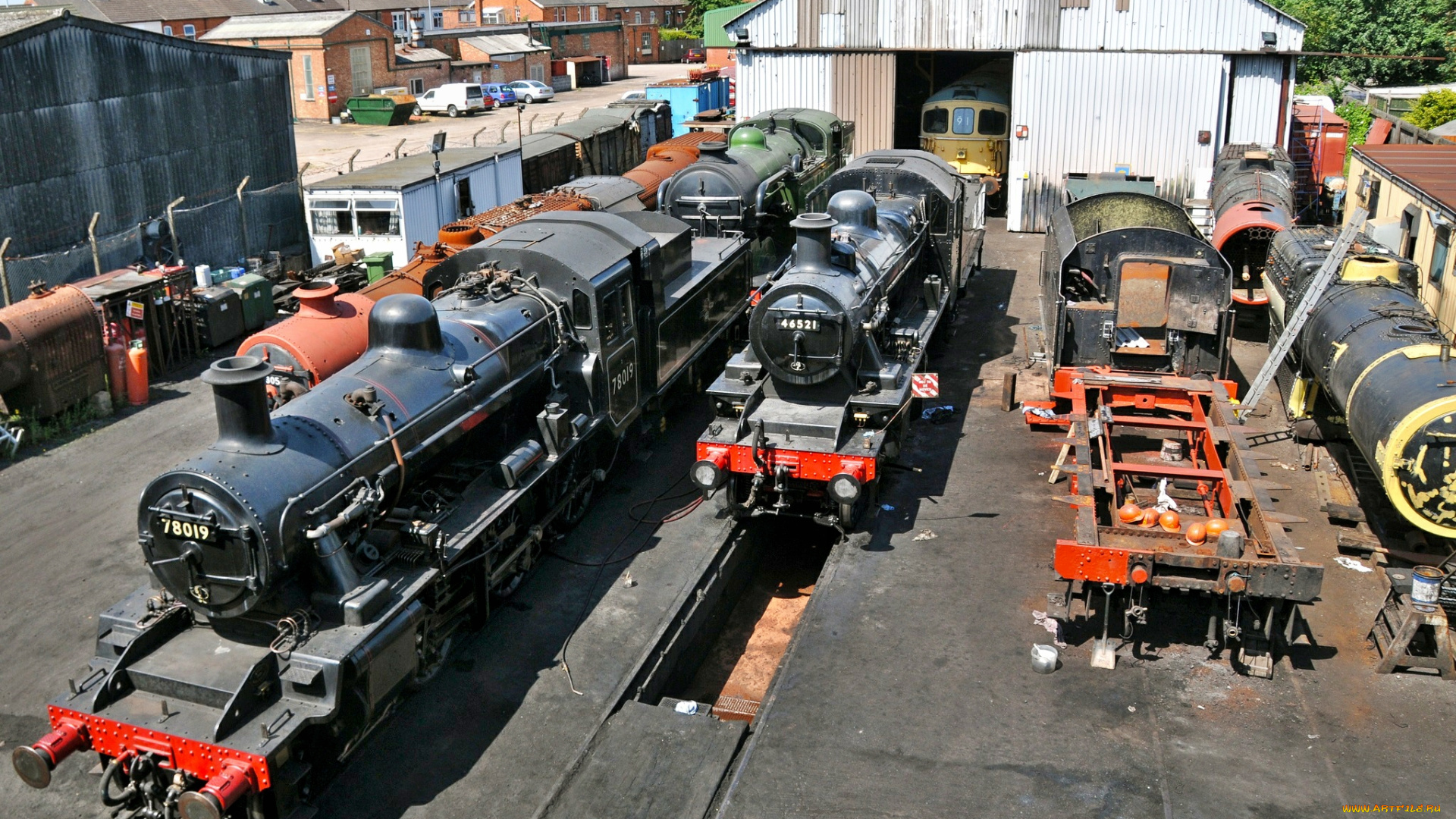техника, паровозы, депо