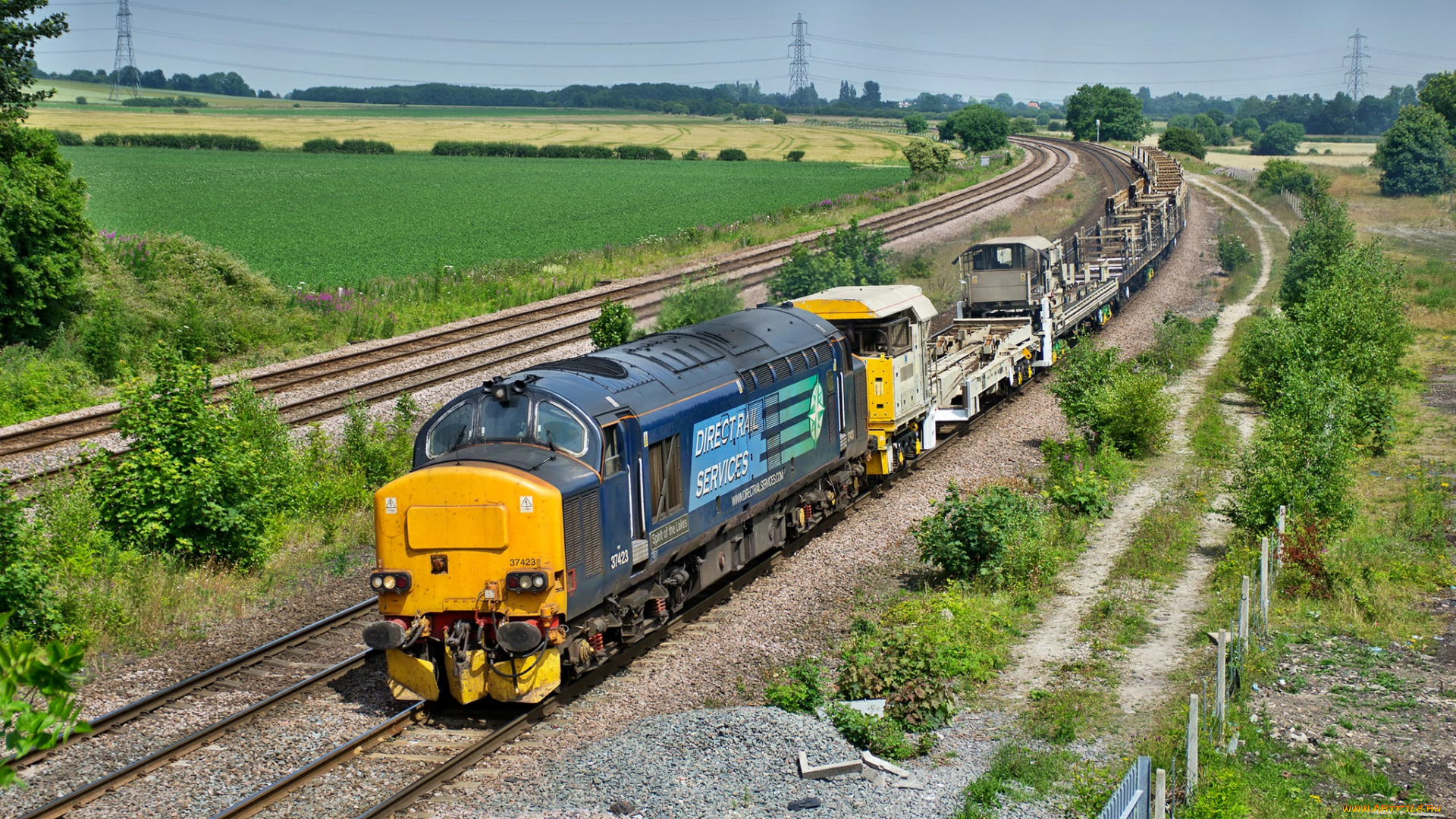 техника, поезда, грузовой, состав, локомотив, железная, дорога, рельсы, вагоны