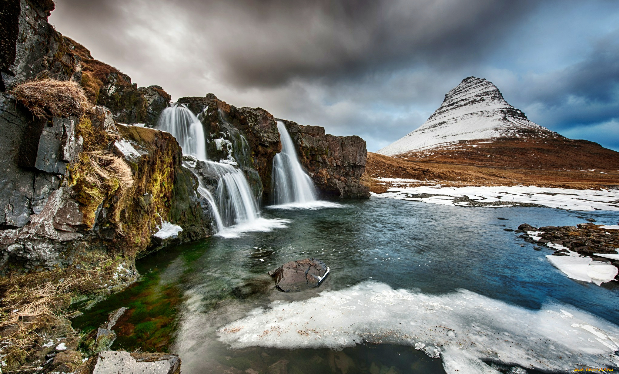 природа, водопады, горы, скалы, камни, обрыв, река, водопад