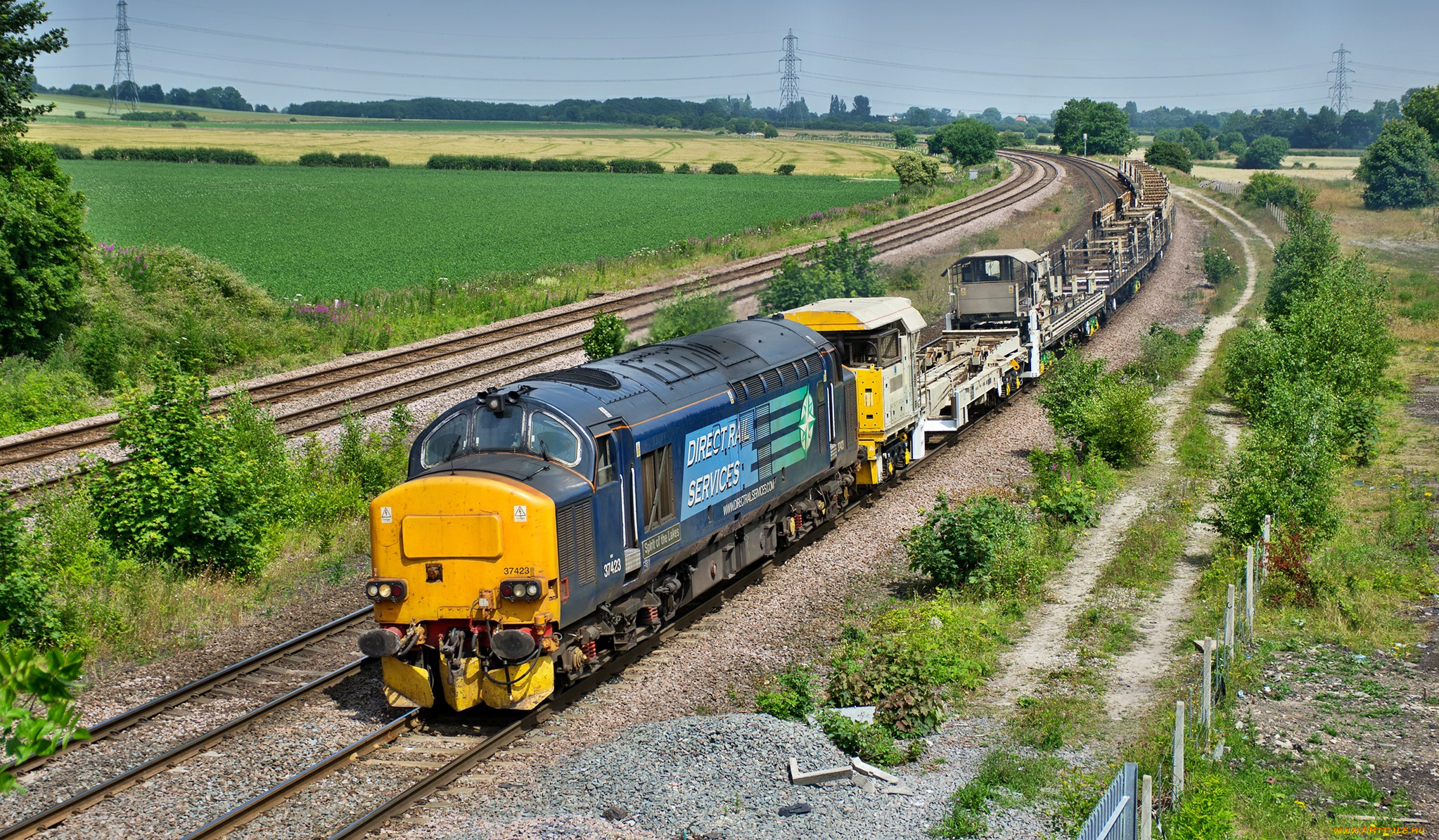 техника, поезда, грузовой, состав, локомотив, железная, дорога, рельсы, вагоны