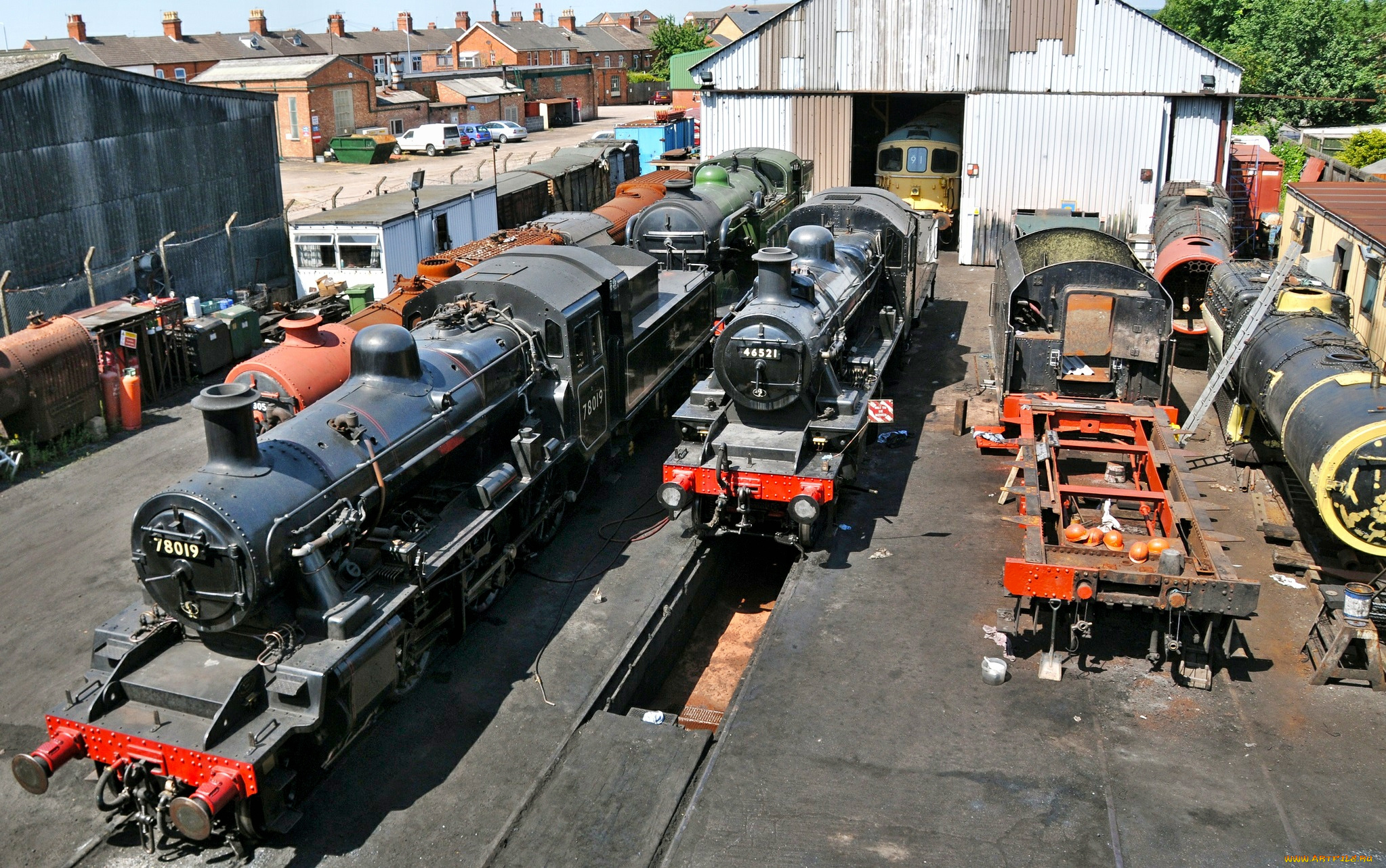 техника, паровозы, депо