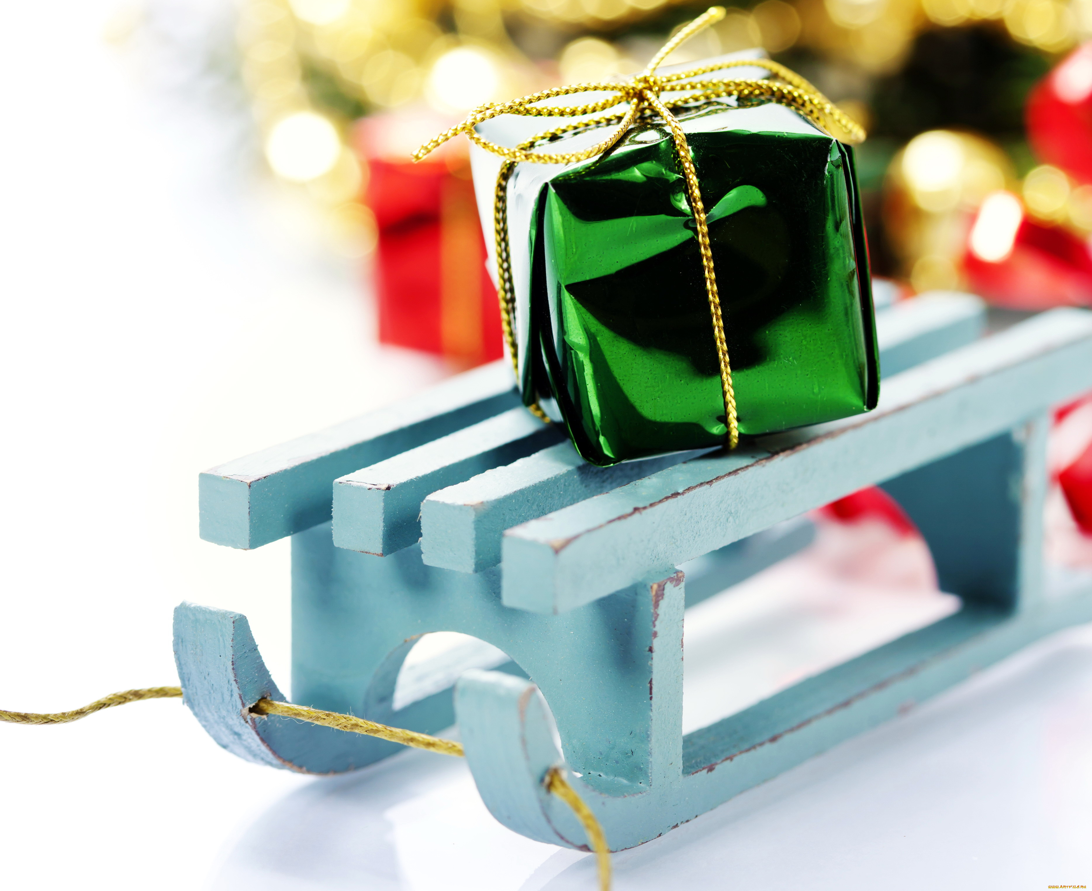 праздничные, подарки, коробочки, саночки, коробка