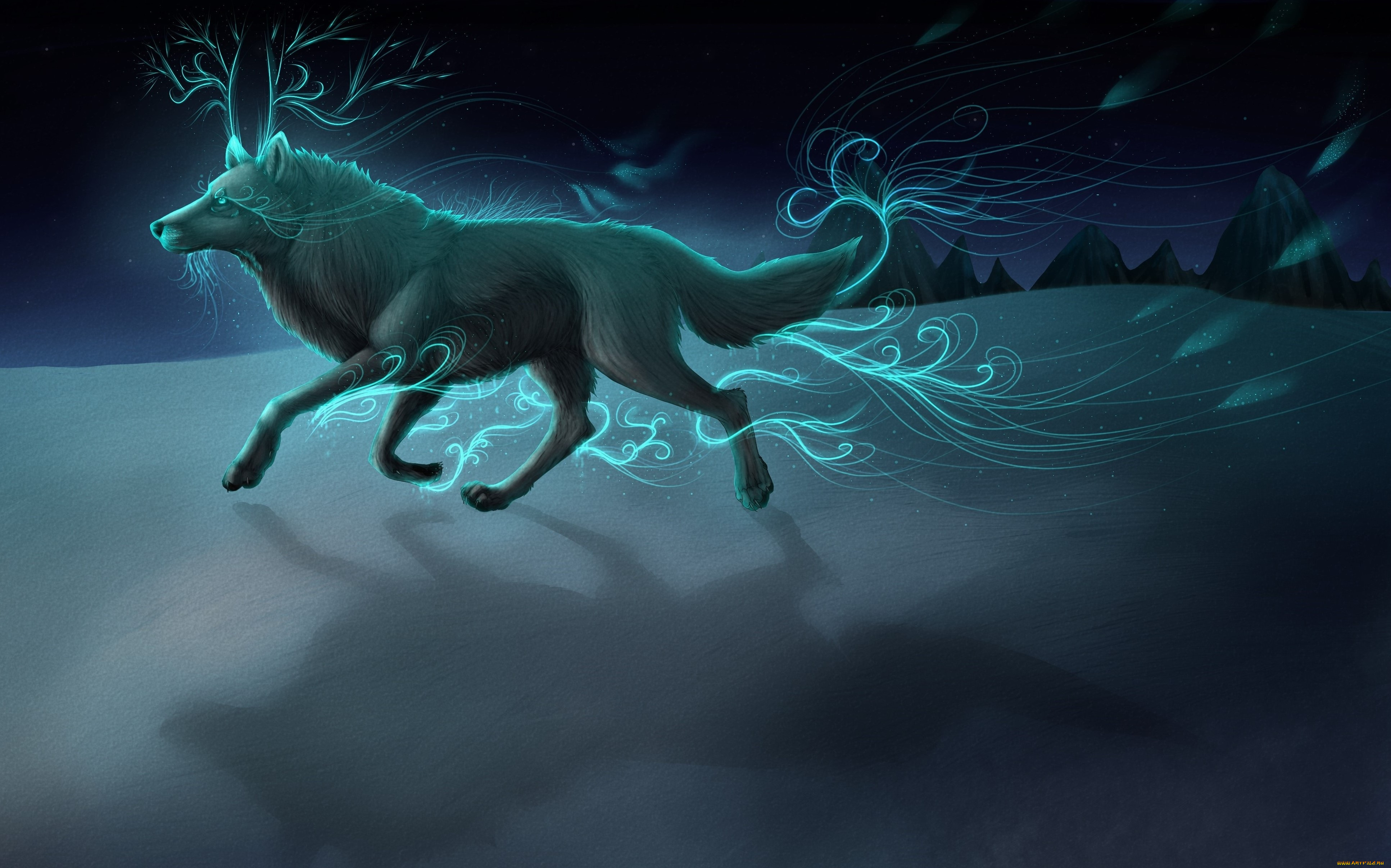 рисованные, животные, сказочные, мифические, волк