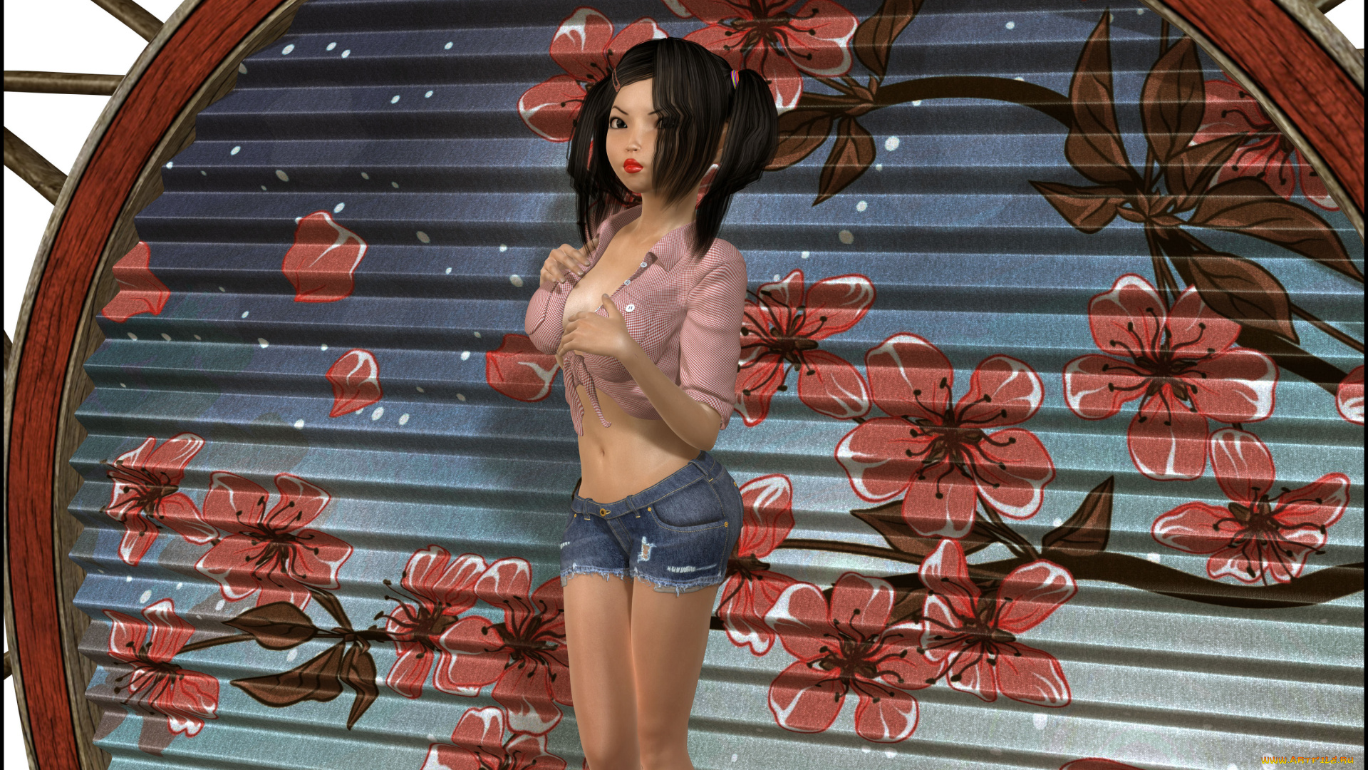 3д, графика, люди, , people, взгляд, девушка, цветы