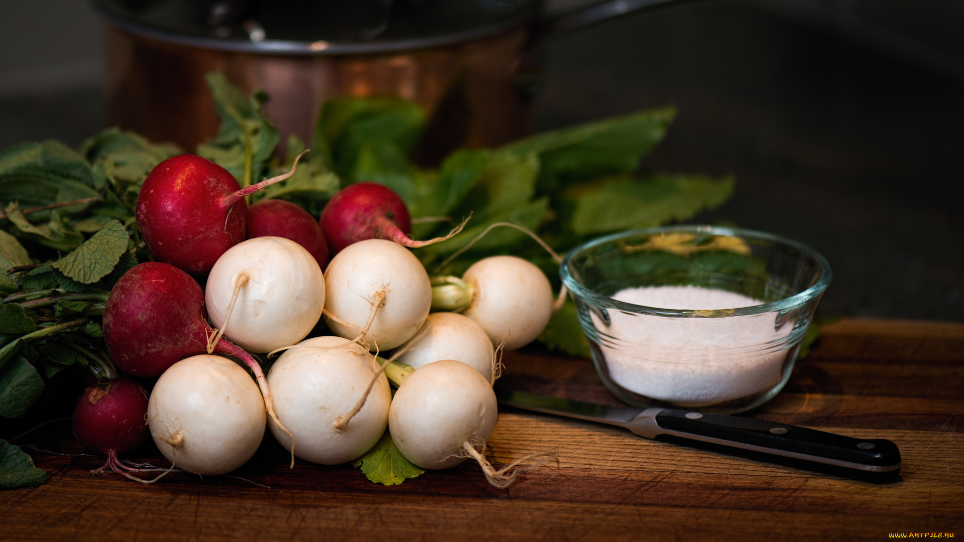 еда, редис, , репа, , редька, нож, доска, овощи