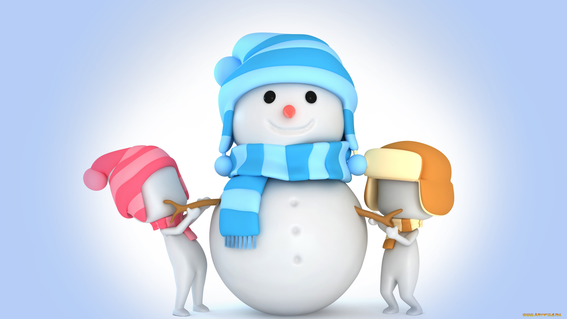 праздничные, 3д, графика, , новый, год, фон, шапка, снеговик, new, year, happy, улыбка, рождество