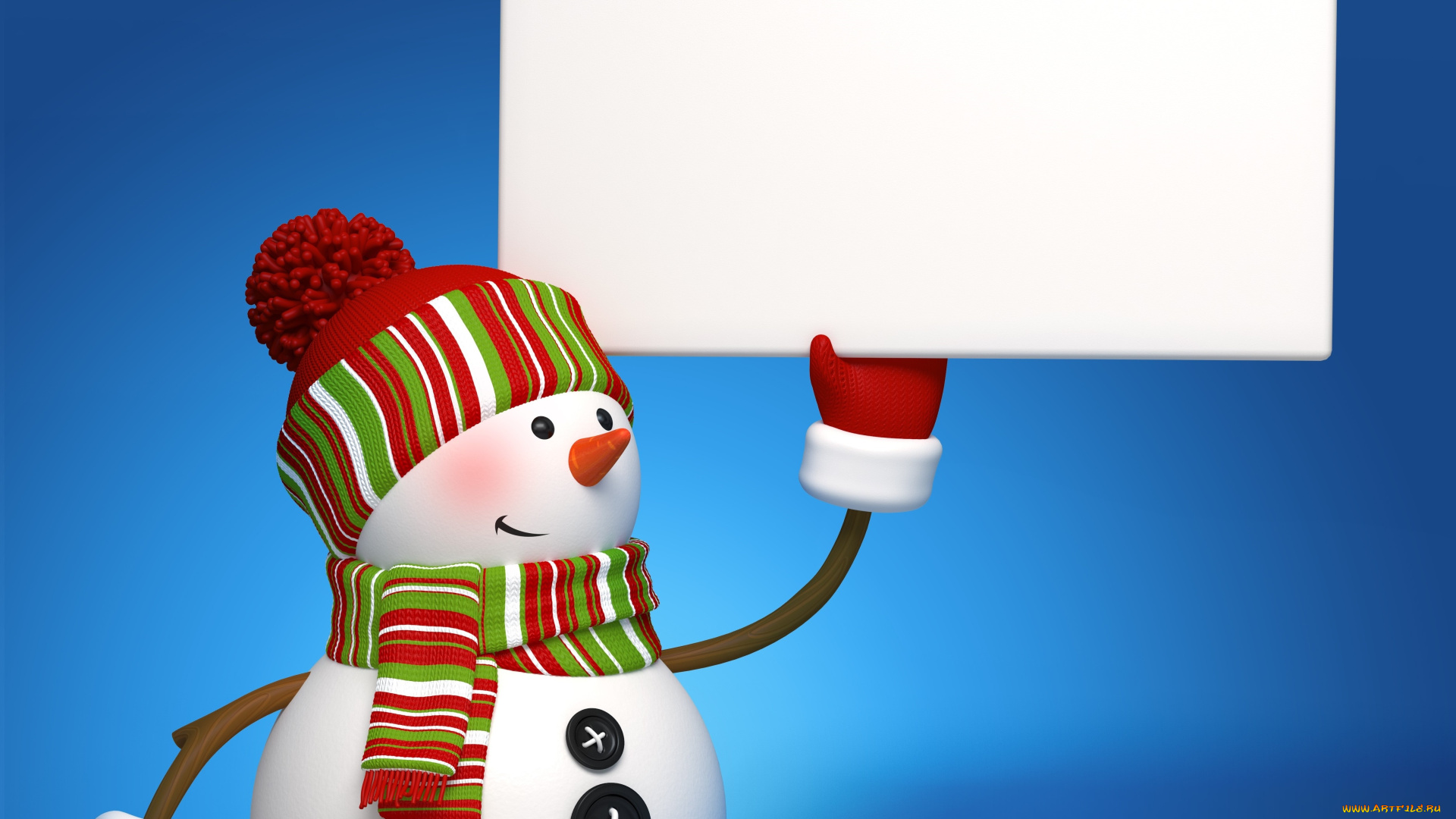 праздничные, 3д, графика, , новый, год, снеговик, year, new, happy, фон, рукавички, шапка, рождество