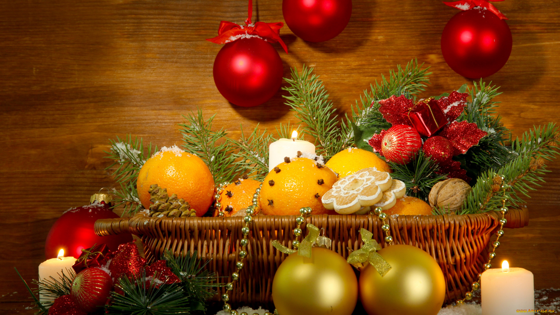 праздничные, угощения, рождество, lantern, корзина, decoration, christmas, елка, апельсины, украшения, merry, новый, год