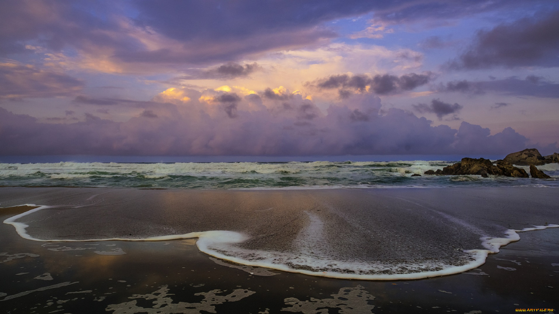 природа, побережье, берег, вода, облака