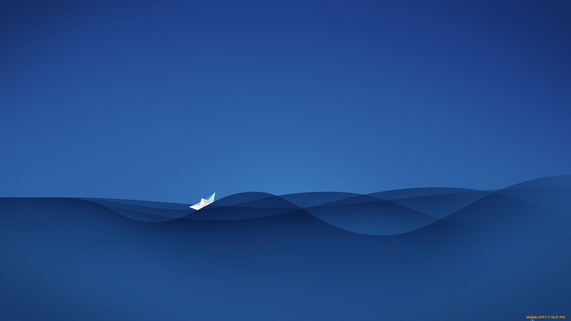 рисованное, vladstudio, кораблик, небо, море, синий