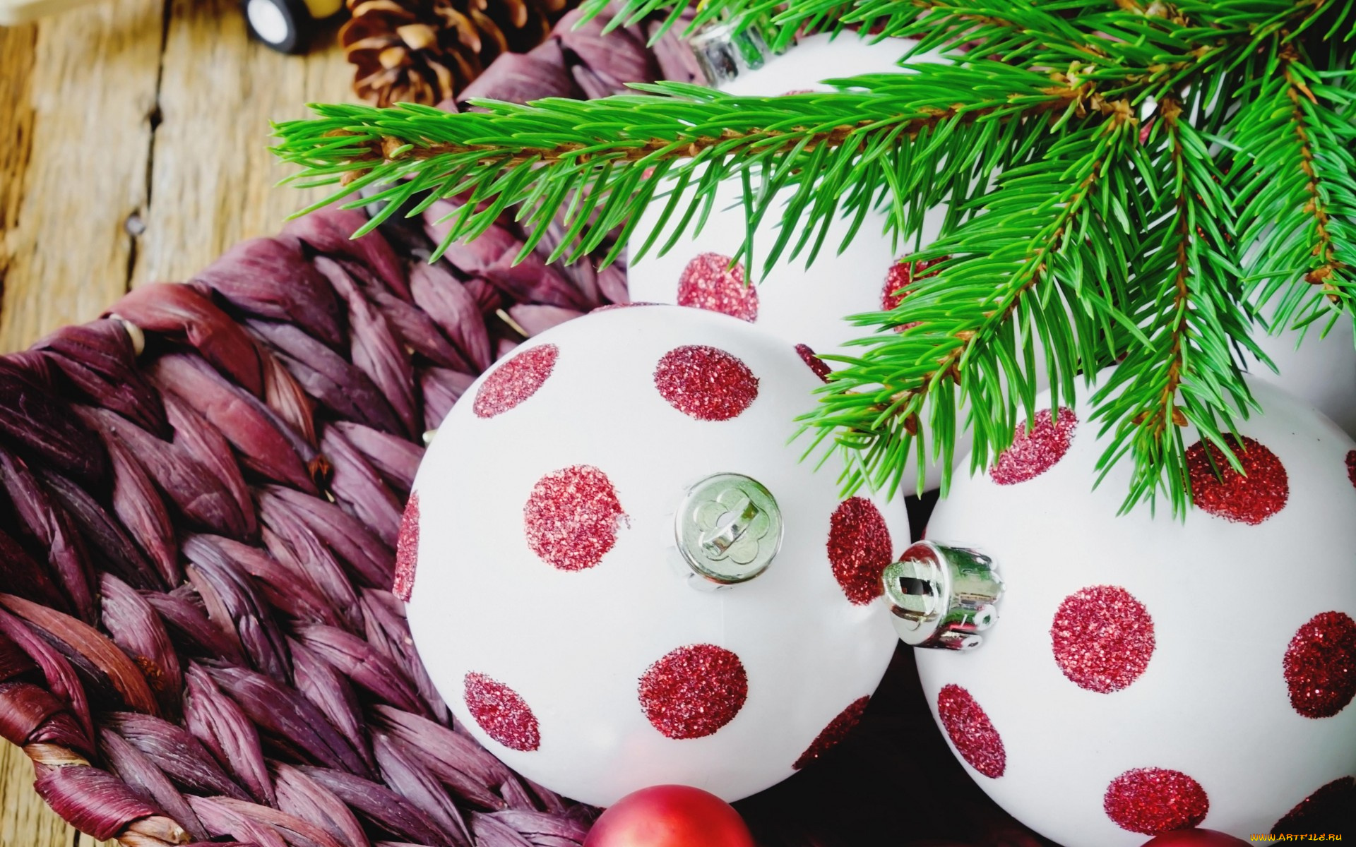 праздничные, шары, ветка, горошек, merry, christmas, рождество, новый, год