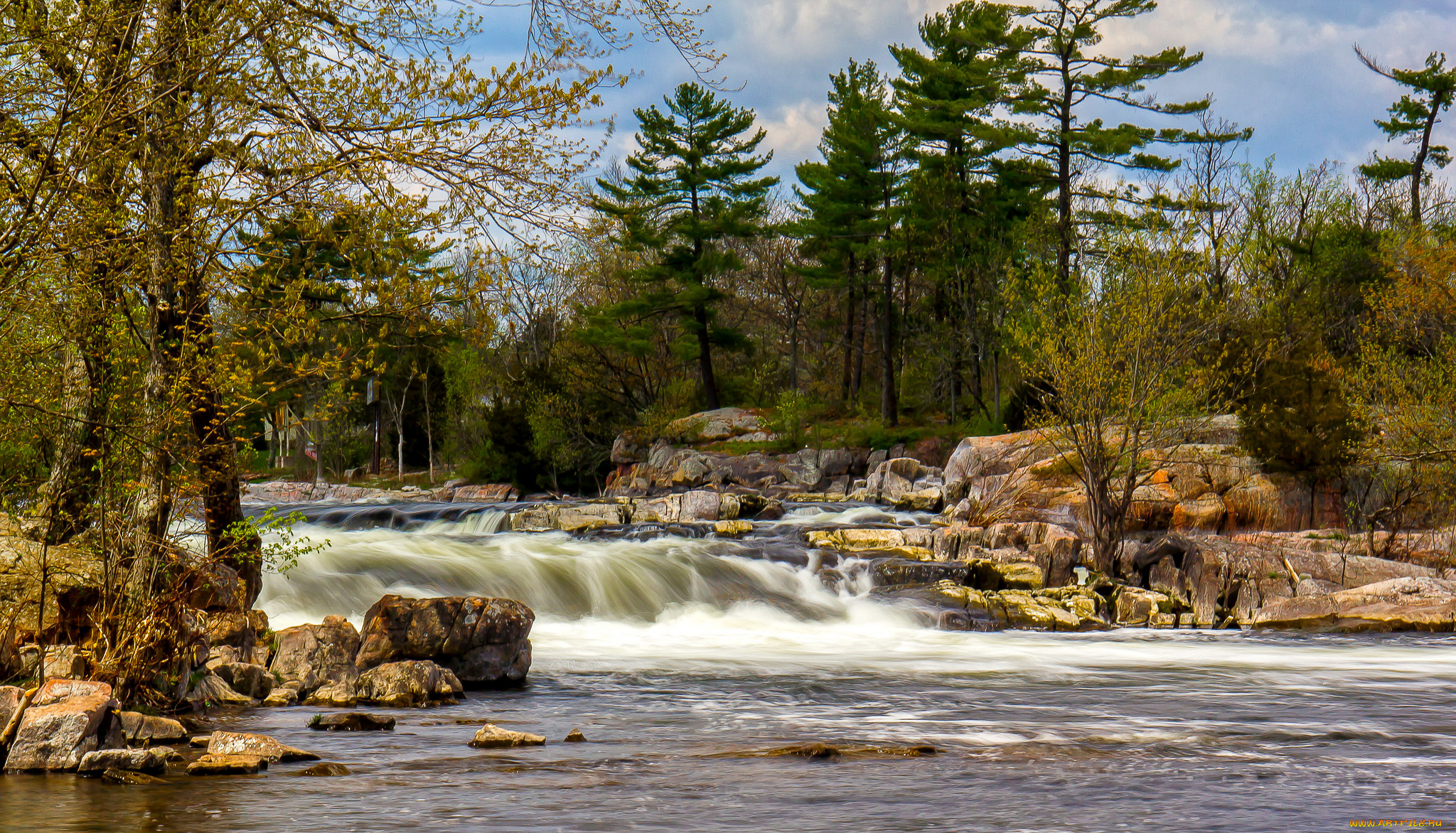 природа, реки, озера, лес, река, скалы, пороги