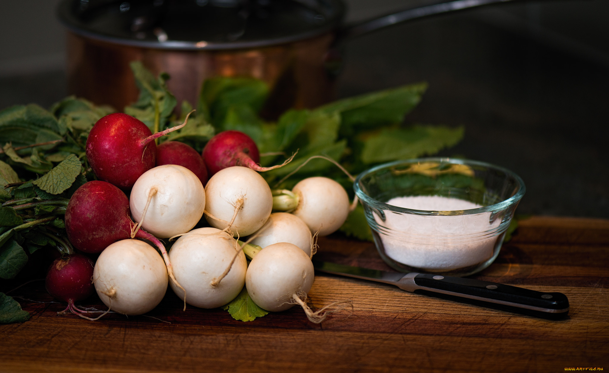 еда, редис, , репа, , редька, нож, доска, овощи