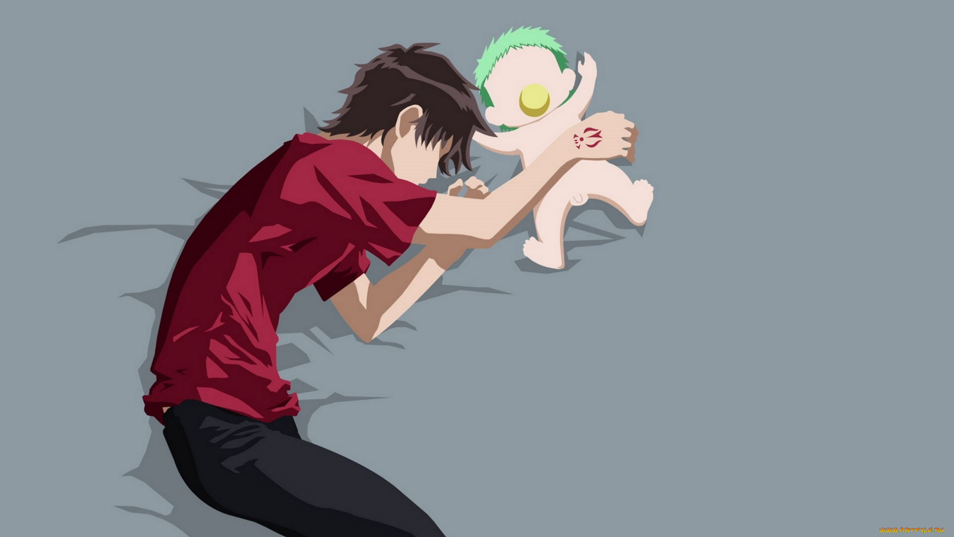 аниме, beelzebub, малыш, вельзевул, ога, парень, вектор, мальчик, арт