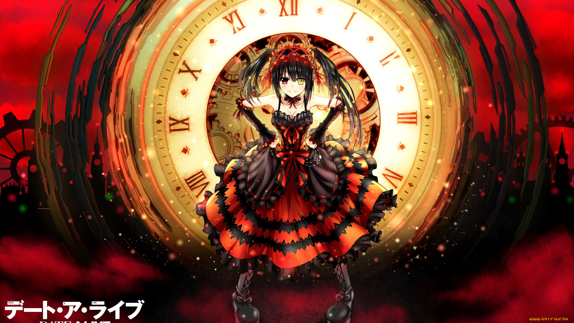 аниме, date, a, live, tokisaki, kurumi, арт, date, a, live, tsubasaki, часы, девушка