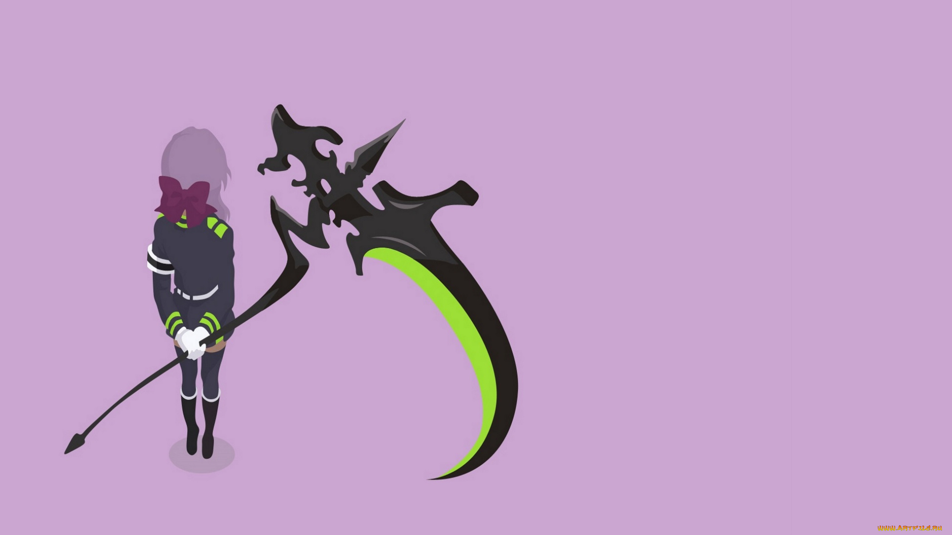 аниме, owari, no, seraph, девушка, фон, последний, серафим, коса, оружие