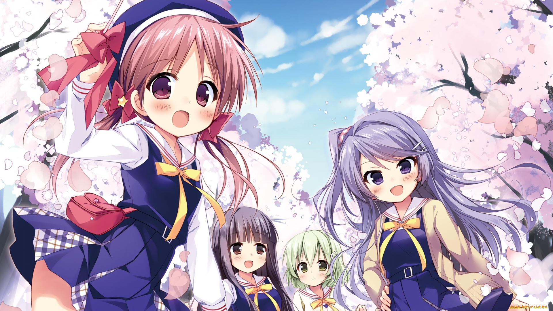 аниме, unknown, , другое, девочки, арт, весна, nagayama, yuunon