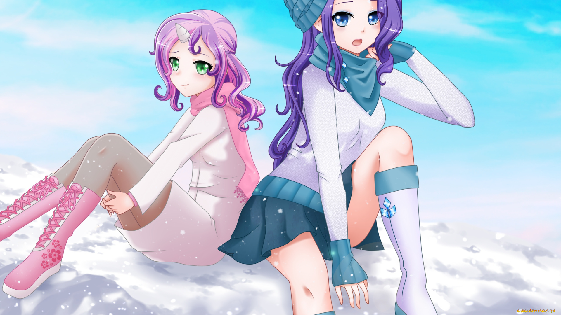 аниме, животные, , существа, srtagiuu, rarity, девушки, арт