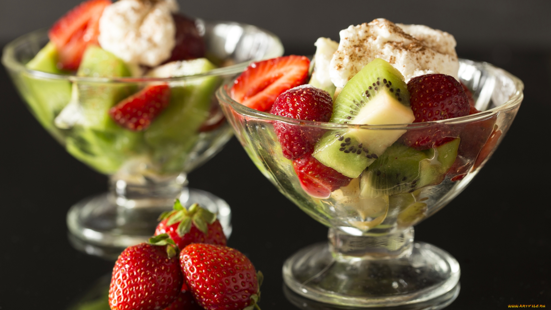 еда, фрукты, , ягоды, десерт, клубника, киви