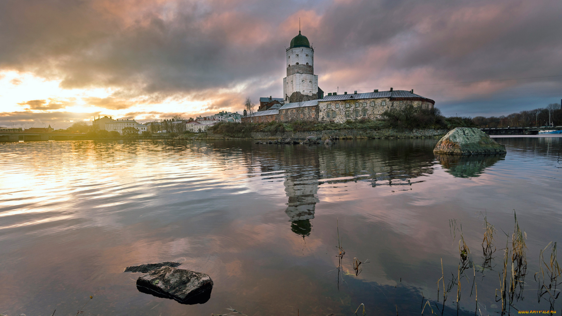 города, -, дворцы, , замки, , крепости, утро, осень, выборг